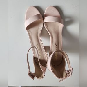 Allegra K Woman Open Toe Shoes  Pink Chunky Heel Ankle Strap Sandals Size 9.5